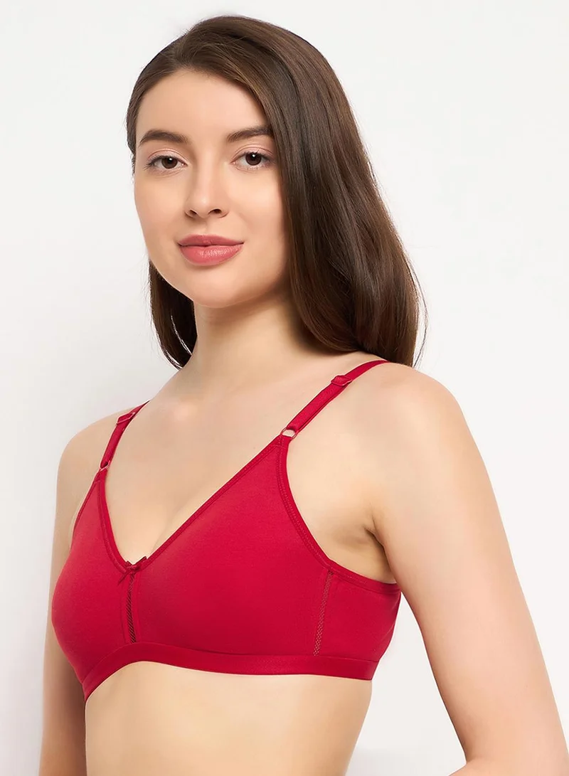 Clovia Multicolour Smoothie Non-Padded Non-Wired Full Coverage T-shirt Bra in Red & Black - Cotton for Women | Best Price UAE